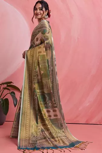 Multicolor ethnic motifs tissue designer banarasi saree