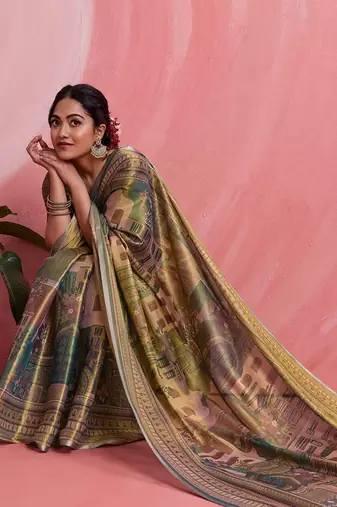 Multicolor ethnic motifs tissue designer banarasi saree