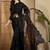 Black floral embroidered organza heavy work saree with unstitched  blouse piece