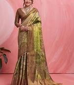 Gold ethnic motifs tissue designer banarasi saree