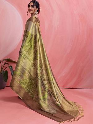 Gold ethnic motifs tissue designer banarasi saree 2