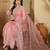Pink embroidered organza saree
