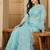 Blue embroidered organza saree