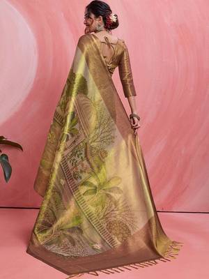 Gold ethnic motifs tissue designer banarasi saree 5