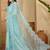 Blue embroidered organza saree
