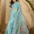 Blue embroidered organza saree