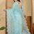 Blue embroidered organza saree