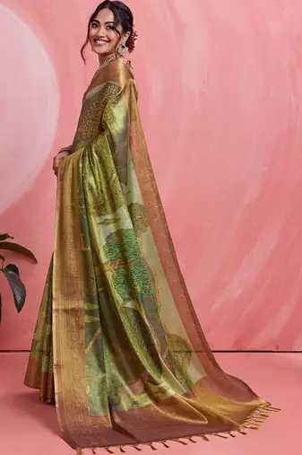 Multicolor ethnic motifs tissue designer banarasi saree