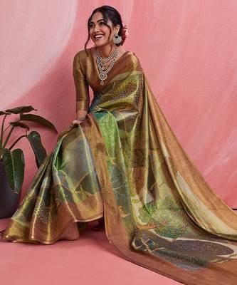 Multicolor ethnic motifs tissue designer banarasi saree 3