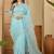 Blue embroidered organza saree