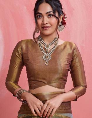 Multicolor ethnic motifs tissue designer banarasi saree 5