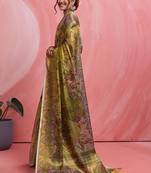 Olive floral tissue heavy work banarasi saree