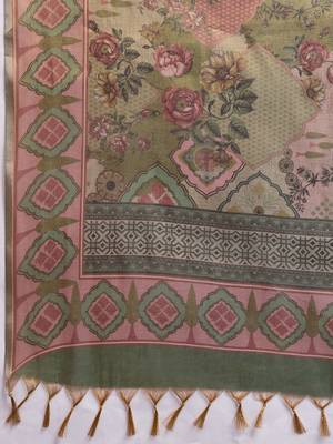 Olive floral tissue heavy work banarasi saree 4