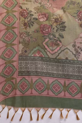 Olive floral tissue heavy work banarasi saree