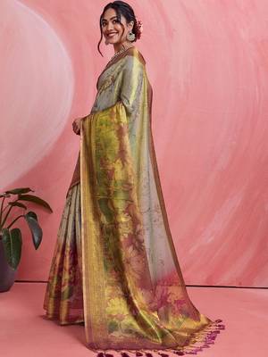 Multicolor floral tissue handloom banarasi saree 1