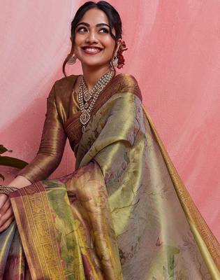 Multicolor floral tissue handloom banarasi saree 2