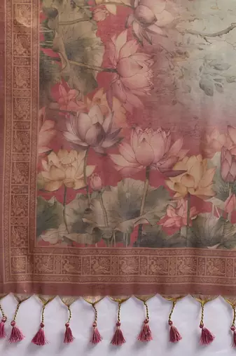 Multicolor floral tissue handloom banarasi saree