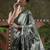 Grey ready to wear satin floral digital printed saree