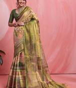 Multicolor floral tissue heavy work banarasi saree