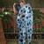 Blue ready to wear satin floral digital printed saree