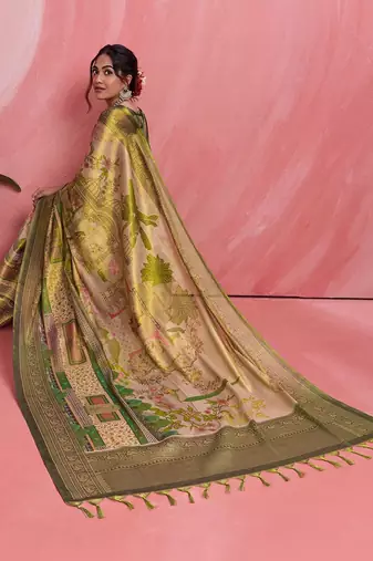 Multicolor floral tissue heavy work banarasi saree