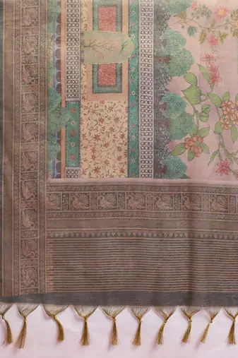 Multicolor floral tissue heavy work banarasi saree