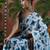 Blue ready to wear satin floral digital printed saree