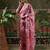 Pink ready to wear satin floral digital printed saree