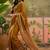 Mustard women ajrak block zari saree