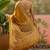 Mustard women ajrak block zari saree