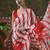 Red ready to wear satin floral digital printed saree