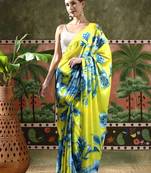 Green ready to wear satin floral digital printed saree