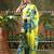 Green ready to wear satin floral digital printed saree