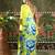 Green ready to wear satin floral digital printed saree
