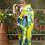 Green ready to wear satin floral digital printed saree