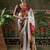 White ready to wear satin floral digital printed saree