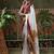 White ready to wear satin floral digital printed saree
