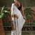 White ready to wear satin floral digital printed saree
