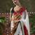White ready to wear satin floral digital printed saree