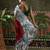 Red ready to wear satin floral digital printed saree