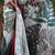Red ready to wear satin floral digital printed saree