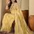 Yellow embroidered chiffon saree