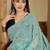 Blue embroidered chiffon saree