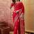 Red zari woven saree with blouse piece