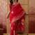 Red zari woven saree with blouse piece
