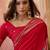 Red zari woven saree with blouse piece