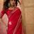 Red zari woven saree with blouse piece
