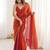 Orange embellished embroidered tissue designer saree