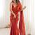 Orange embellished embroidered tissue designer saree