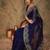 Navy blue embroidered net sarees